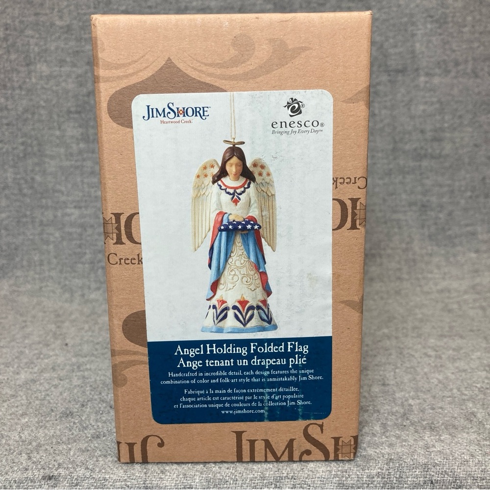 Jim Shore 6009454 Patriotic Angel Holding Folded American Flag Figurine 4.5" Nib